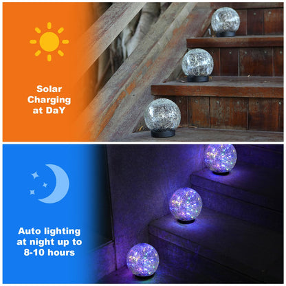 MLKNK Solar Globe Lights Outdoor Waterproof-Solar Balls-Solar Garden Lights-Orbs for Outside 2 Pack Cracked Glass Ball for Lawn Patio Yard Backyard Decorations