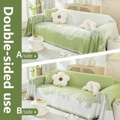 UWWGKK Couch Covers for Dogs Green Blanket Reversible, Loveseat Covers with Tassel Design,Sofa Cover for Home Decor,Living Room Furniture,Recliner Chair