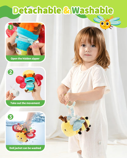 Jollybaby Musical Flying Dragonflies Toy - Car Seat, Stroller, Crib & Play Gym Hanging Toys for Baby 0-6-12-24 Months, Tummy Time Sensory Music Toy for Infant Boys and Girls Gifts