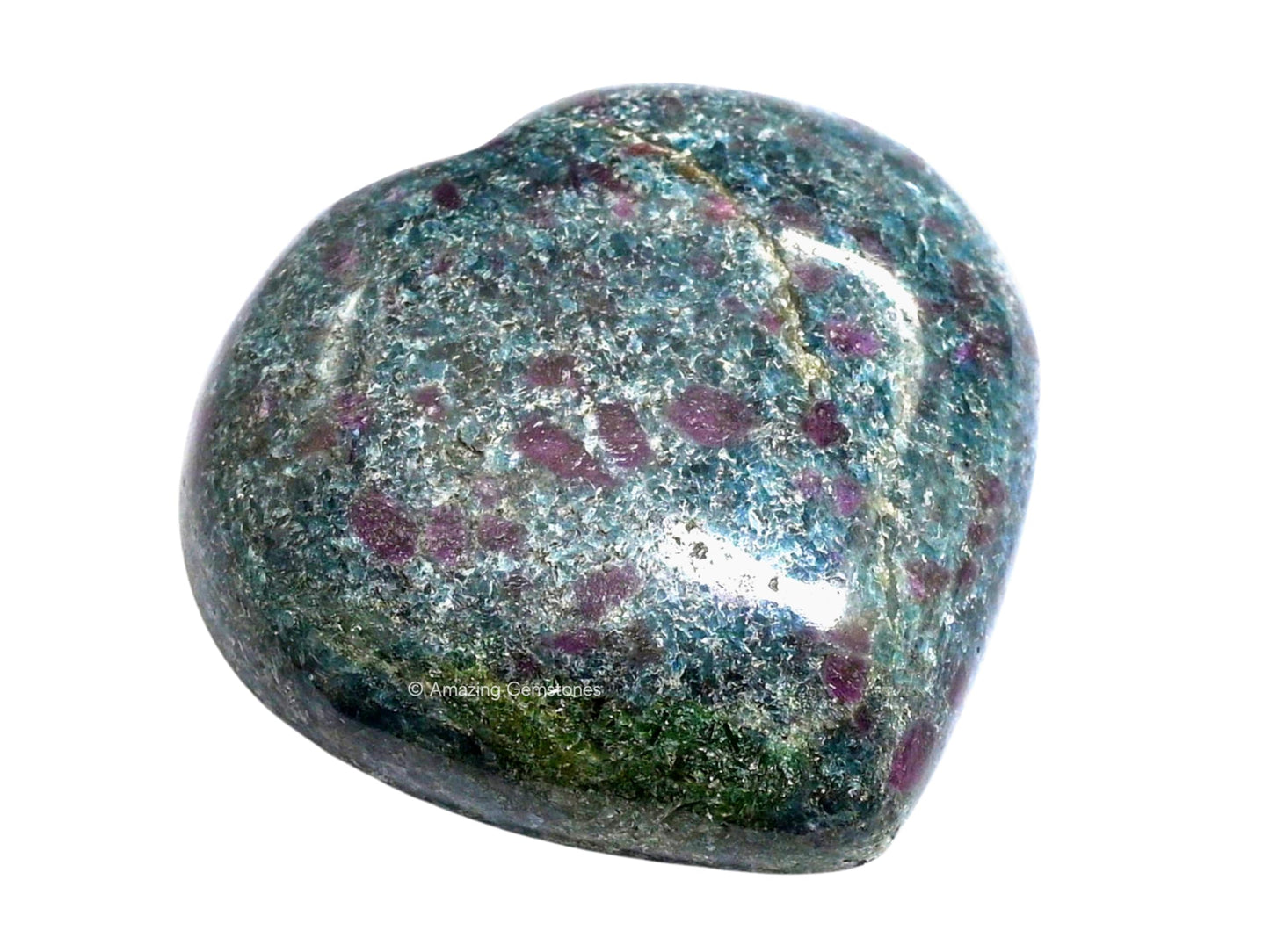 Amazing Gemstone Ruby Kyanite Crystal Heart Palm Stone - Pocket Massage Worry Stone for Natural Body Chakra Balancing, Reiki Healing and Crystal Grid