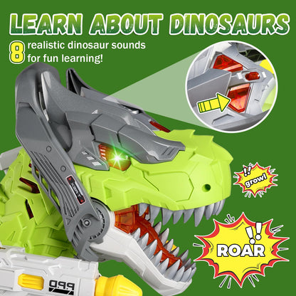 Baby Ride On Toy Cars, Toddler Electric Dinosaur Push Riding Car with Light Music, Smoke & Launcher Toy, Preschool Kids Scooter Foot-to-Floor Ride On Toy, Christmas Birthday Gifts for Kids
