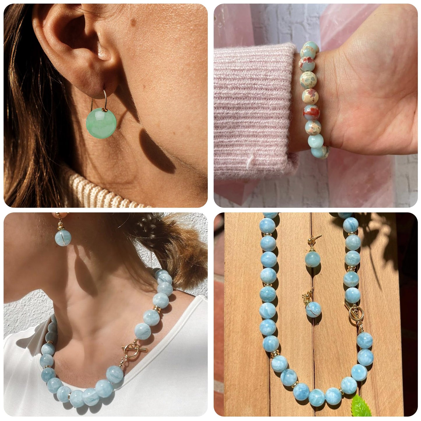 Chicager Natural Stone Beads for Jewelry Making,8mm Watermelon Tourmaline Polished Smooth Round Gemstone Beads for Bracelet Necklace 15 Inch