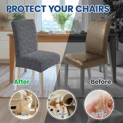 YSTELLAA Dining Room Chair Covers Set of 4,Stretch Chair Covers Parson Chair Slipcovers Removable Washable Kitchen Chairs Seat Covers,Light Gray