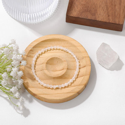 Raicegs 4MM Selenite Beaded Bracelets Healing Crystal Bracelet for Women Men Natural Stone Handmade Stretch Bracelet Reiki Spiritual Jewelry