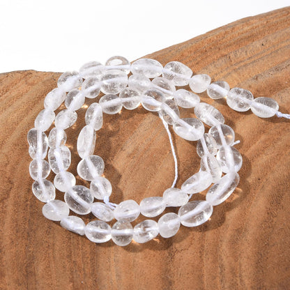 jodaying 6-8mm Natural Clear Quartz Crystal Nuggets Oval Free Tumbled Pebble Semi Precious Gemstone Loose Stone Beads Approx 15.5 inch for DIY Jewelry Making