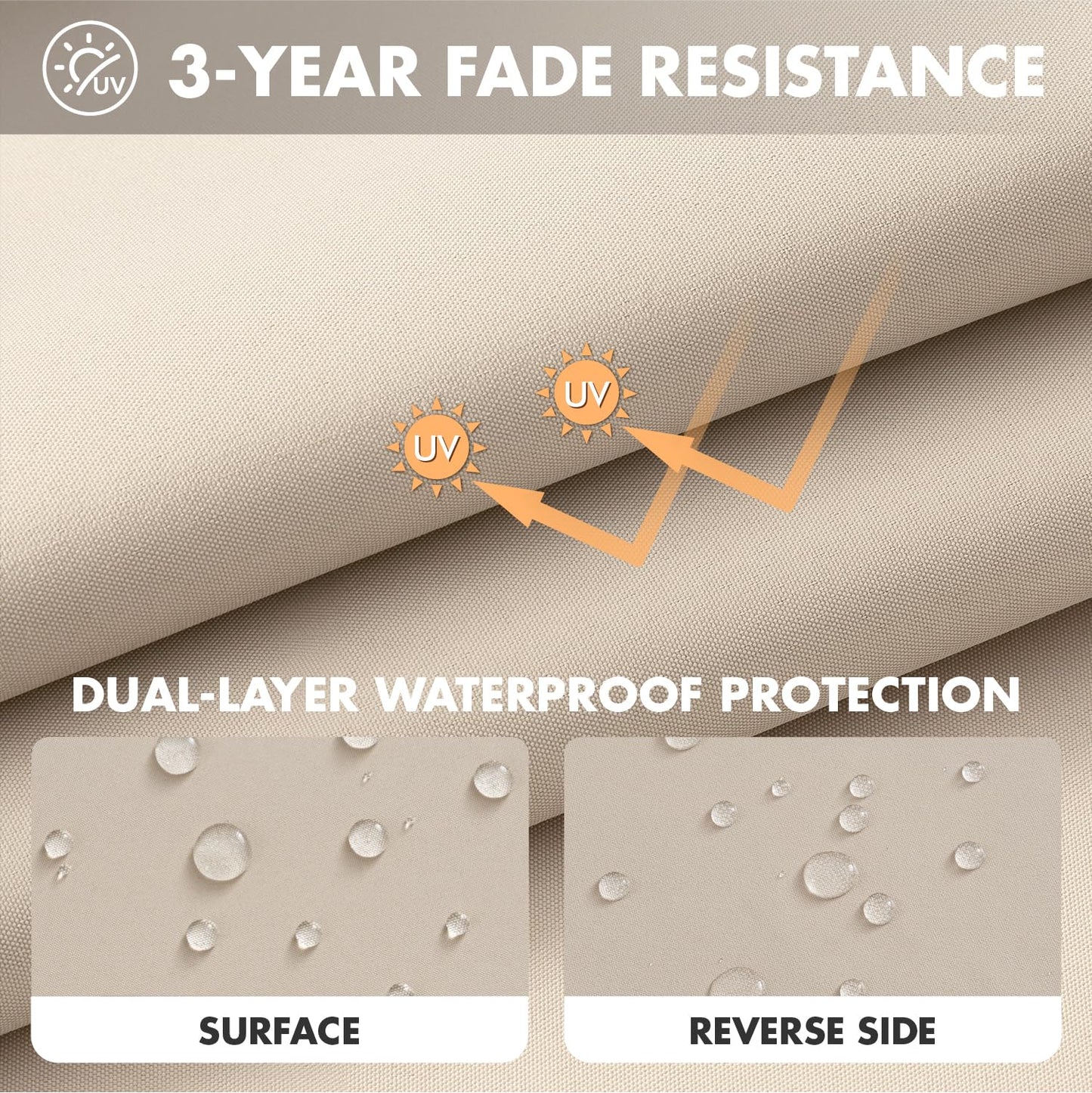 MIULEE Beige Outdoor Seat Cushion 24x24 Inch Waterproof & 3 Year Fade Resistant Deep Seat and Back Cushion for Patio Furniture Chair Sofa Couch with Handle and Adjustable Straps