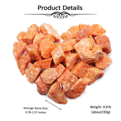 Top Plaza Bulk Sunstone Healing Crystals Rough Stones - Large 1" Natural Raw Stones Crystal for Reiki Healing, Wicca, witchcraft, Tumbling, Cabbing, Fountain Rocks, Decoration, Polishing 0.5lb