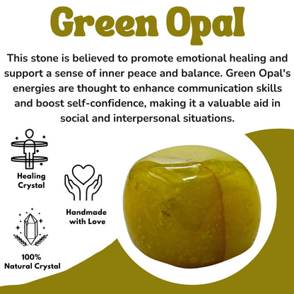 Amazing Gemstone Green Opal Crystals and Healing Stones Tumbled - 1000+ Carats Green Opal Stone, Natural Healing Stones for Energy Balance, Stress Relief - Premium Polished Gems Rocks for Meditation