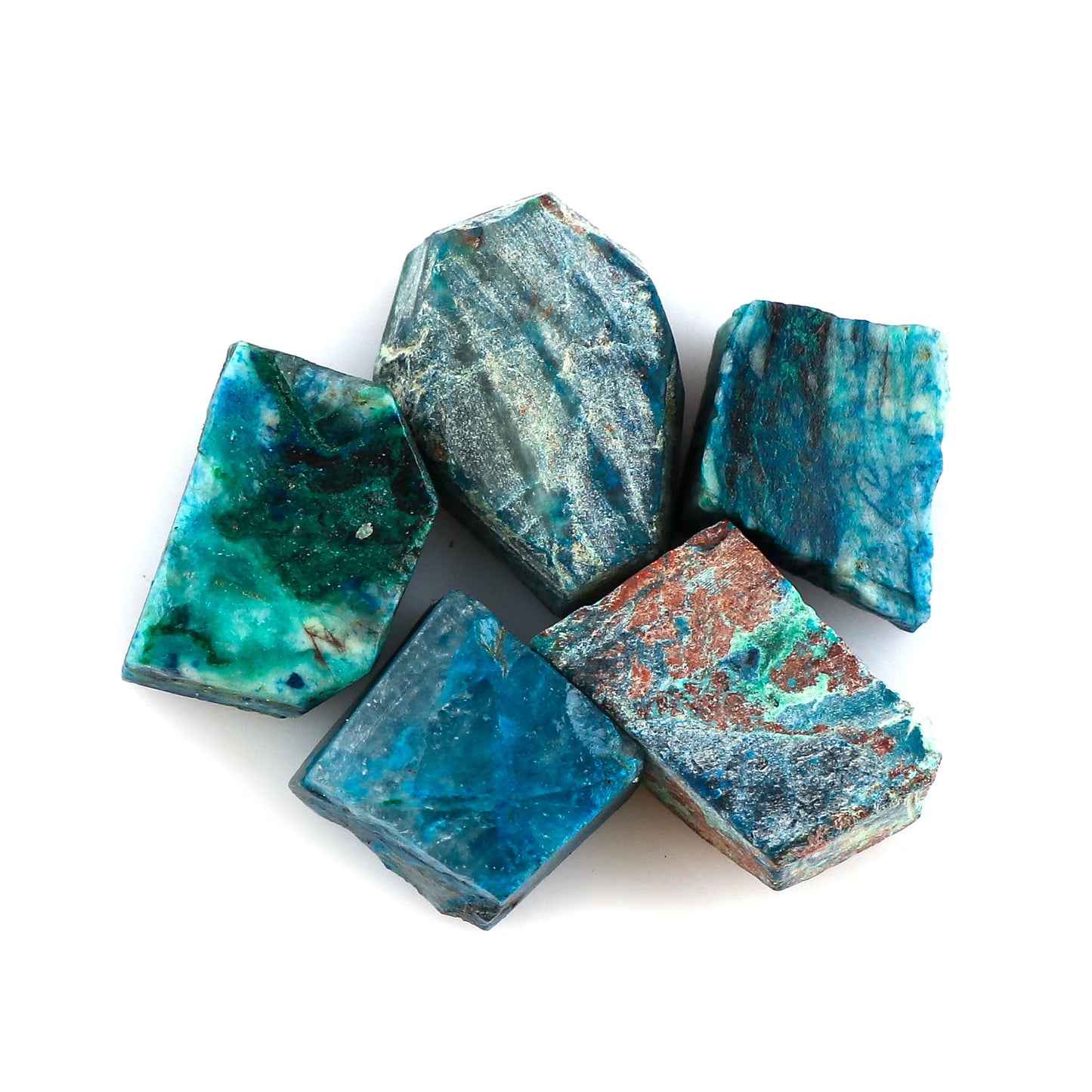 CRYSTALINES 5pcs Natural Raw Chrysocolla Gemstones, DIY Jewelry Making, Wholesale Bulk Loose Supply, Chakra Healing Crystals, Gem Collection, Chrysocolla Rough Stones, AAA Grade