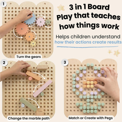 Nurtify 5 Panels, Wall Busy Board for Toddlers 2–7, 25-in-1 Montessori Wall Activity Board, Wooden Busy Board Wall Mounted, Sensory Wall Panel for Kids, Toddler wall Activity, Large Modular System