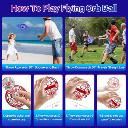Taikcsut 2 Pack-2025 Upgraded Flying Orb Ball Toy, Hover Boomerang Ball Spinner Mini Drone - Magic Floating Galactic Fly Spinning Orb, for Boys Girls and 6-12 Age Kids