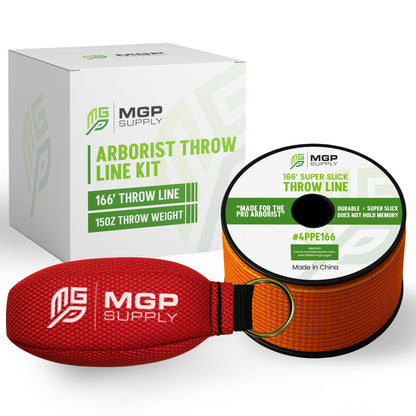 MGP SUPPLY Arborist Throw Line Kit | 15oz Throw Weight & 166ft Rope | Ultra Slick 100% Polyester Rope | Arborist Equipment For Tree Climbing