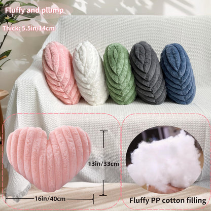 16 Inch Sage Green Heart Pillow Cute Decorative Throw Pillows, Heart Shaped Soft Fluffy Faux Fur Pillows Cushions for Couch Chair Bed Bedroom Room Home Decor Aesthetic (1, Green, Medium-16"x13")
