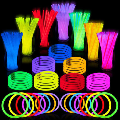 JOYIN 144 Pcs 8" Glow sticks Bulk Party Favors Pack, Neon Glow in the Dark Party Supplies, Light Up Necklaces and Bracelets with Connectors, Easter, Football, Birthday Decorations