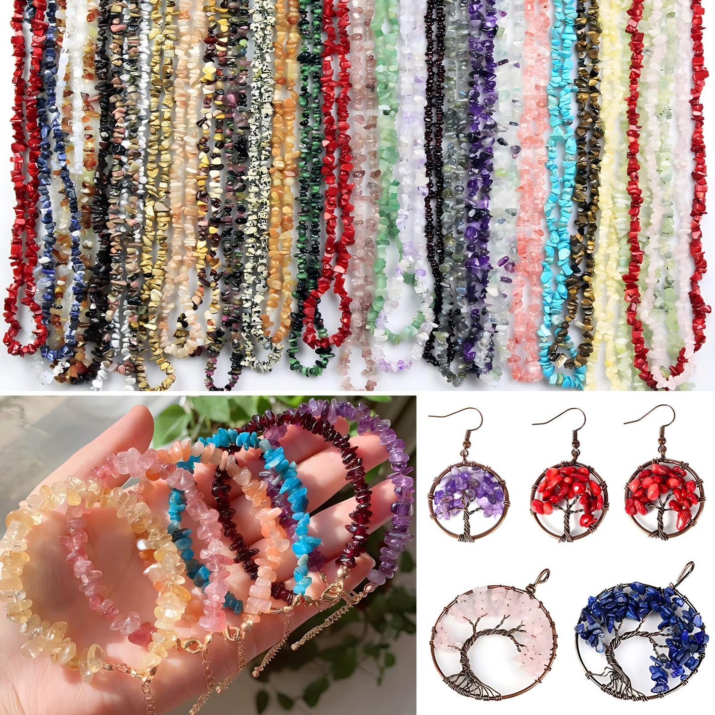 Natural Chip Stone Beads 450pcs Dalmation Jasper Chips 5-8mm Genuine Real Irregular Healing Crystal Rocks Hole Drilled DIY Loose Gemstone Beads for Jewelry Making Bracelet Earrings Necklace Crafting