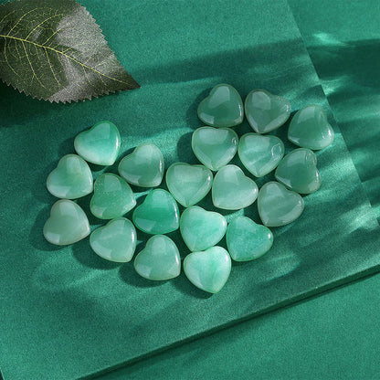 QINJIEJIE 20 PCS Green Aventurine Natural Heart Healing Crystals Polished Crystal Cute Mini Stones Pocket Palm Love Gemstones Set Bulk Wholesale Reiki Energy Balancing Meditation Valentine's Day Gift