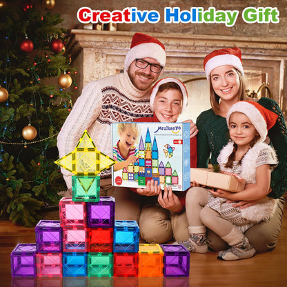 Magnetic Tiles 100PCS Kids Toys - Magnetic Building Blocks STEM Magnet Building Set Preschool Learning Magnet Toys for Kids Ages 3-5 4-8, Sensory Montessori Toy for Toddlers 3+ Year Old Boys Girls