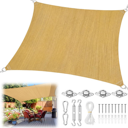 Sunnymove 20 x 26ft Sun Shade Sail for Patio Rectangle 185 GSM Heavy Duty UV Block Canopy Permeable Cover Outdoor Garden Deck Backyard Commercial Grade 95%-98% UV Protection Easy Installation(Sand)