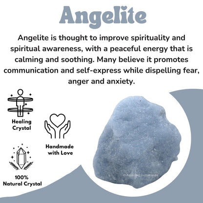 Amazing Gemstone Angelite Raw Crystals and Healing Stones, Natural Rocks for Tumbling and DIY Raw Stones and Crystals (1 Piece)
