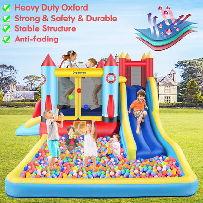 Inflatable Bounce House for Kids 146 x 132 x 82 inch, Indoor/Outdoor Bouncy House with Large Splashing Pool, Bouncing Area, 2 Water Slides,Climbing Wall, UL Certified Blower Included1
