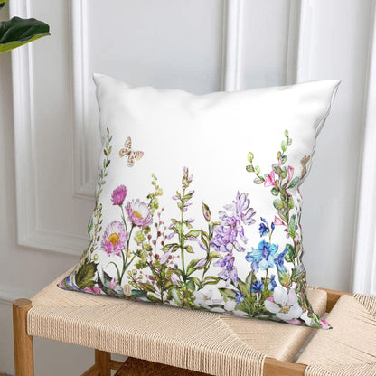 CCOCND Wildflowers Throw Pillow Covers 18x18 Set of 4 Farmhouse Decorative Pillow Covers Floral Outdoor Patio Pillow Cases Cushions Cover for Living Room Couch Sofa Bed Home Decor