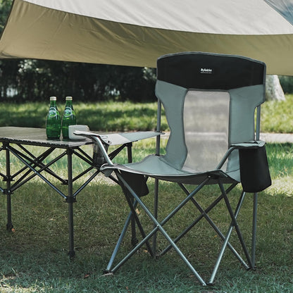 Byliable Camping Chairs Lawn Portable Foldable Camp Folding Lightweight Chair for Adults with Drink Holder and Cooler Pouch Outdoor for Camping, Lawn, Sports, Picnic, Music Festival, Gray Black