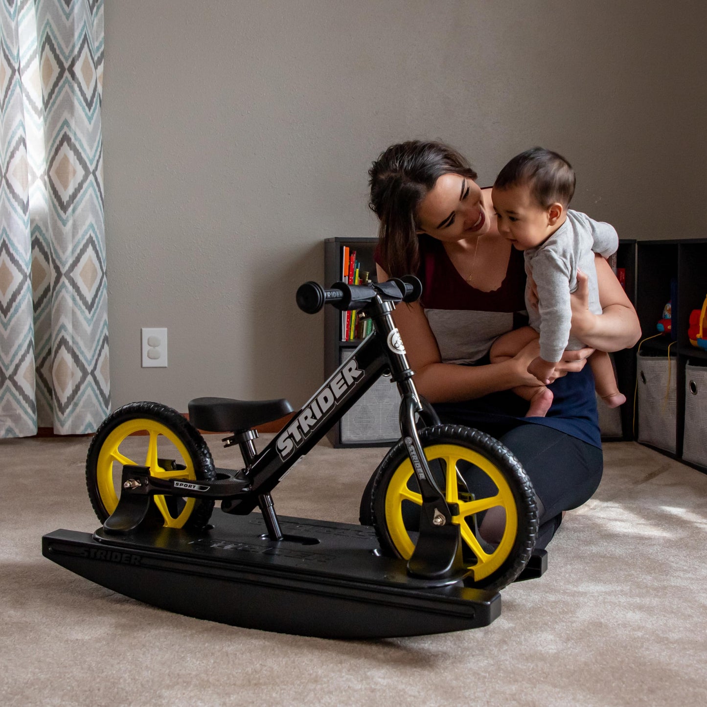 Strider Pro 2-in-1 Rocking Bike Black Pearl - Helps Teach Baby How to Ride a Balance Bicycle - for Kids 6 Months to 4 Years - Easy Assembly & Adjustments