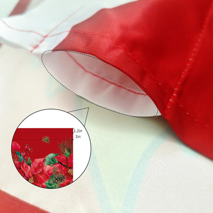 Cuteiush Christmas Poinsettia Curtain Valances Set of 3 Panels,Red,White&Green Rod Pocket,Festive Decor for Kitchen Bedroom, Bathroom,Laundry,52x18 Inch + 2x36x26 Inch