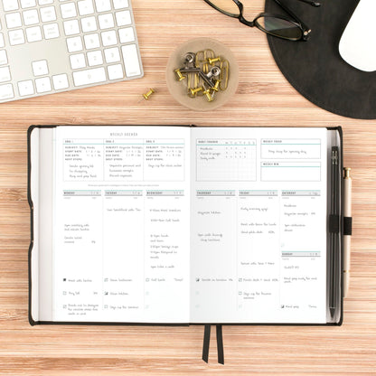 AT-A-GLANCE Undated Planner, Weekly & Monthly Goal Setting Journal, Track Progress, Create Habits, 5-3/4" x 8-1/4", Foundation, Black (FD2-200-05)