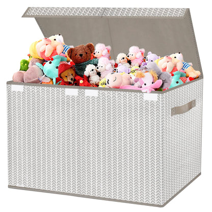 VERONLY Toy Box Chest Organizer Bins for Boys Girls Kids, Large Collapsible Fabric Storage Container with Flip-Top Lid & Handles for Clothes,Blanket,Nursery,Playroom,Bedroom,Tree Branch Pattern (Gray)
