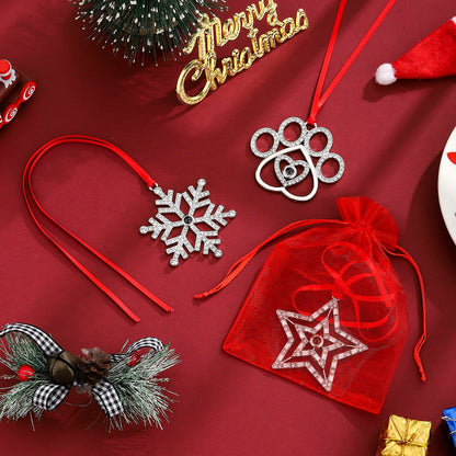 3PCS Christmas Tree Hanging Ornament Holiday Metal Xmas Tree Party Indoors Home Family Holiday Pet Party Tree Hanging Ornaments Decoration Keepsake Gifts (Multi 3)