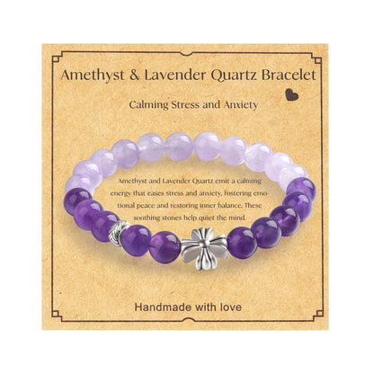 BaronCara Amethyst, Lavender Quartz Healing Crystal Bracelet - Chakra Blessing & Protection Jewelry for Women