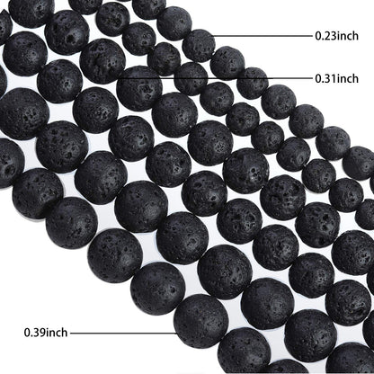Filluck Natural Stone Beads 8mm Black Lava Polished Round Smooth Gemstone Beads for Jewelry Making 15 Inch(Black Lava,8mm)