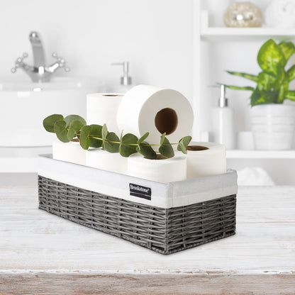 Brookstone Wicker Shelf Storage Basket Decorative Shelf Bin, bathroom organizers and storage, Boho Living Room Decor, Spring Storage 2026 - Single Basket