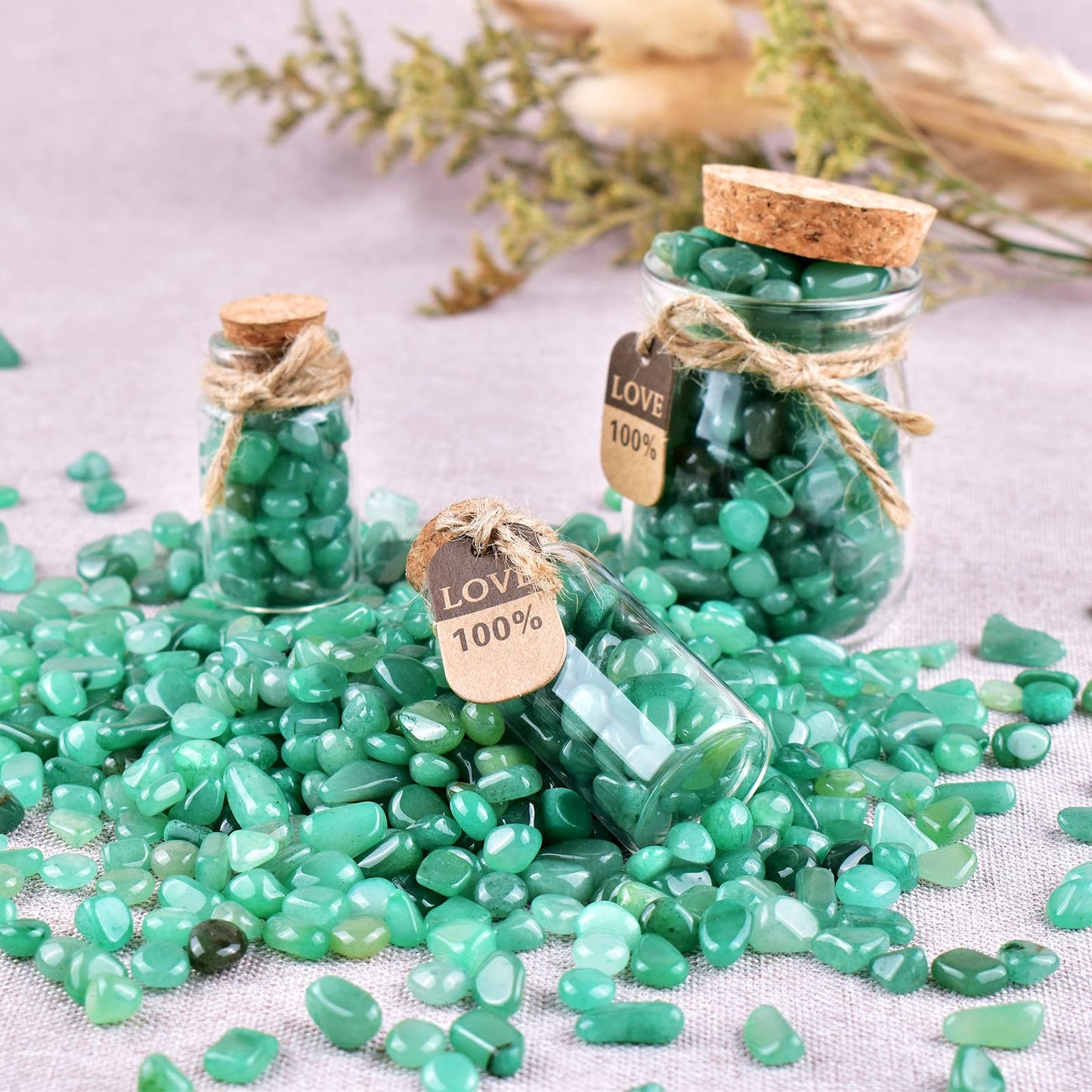 SigMntun Polished Aventurine Crystal Chips 200 Pcs - 0.3" 10 oz Tumbled Stone Chips Crushed Sea Glass Stones Healing Reiki Crystal Jewelry Making Home Decoration