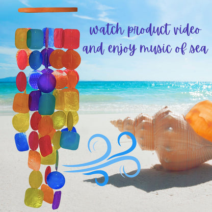 Bellaa 22906 Wind Chimes Outdoor, Garden Decorations, Musical, Indoor/Outside Windchimes, Gifts for Mom, Capiz Sea Glass Shells