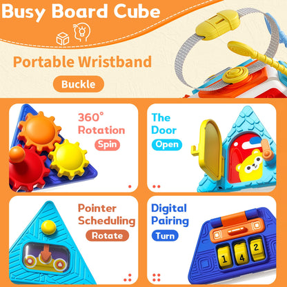 22-in-1 Busy Board for 1 Year Old, Activity Cube Montessori Sensory Toys for for Toddler 1-3, Early Educational Travel Toy for 1 Year Old Kid , Fine Motor Skills Gifts for Infant 12-18 M+ Boys & Girls