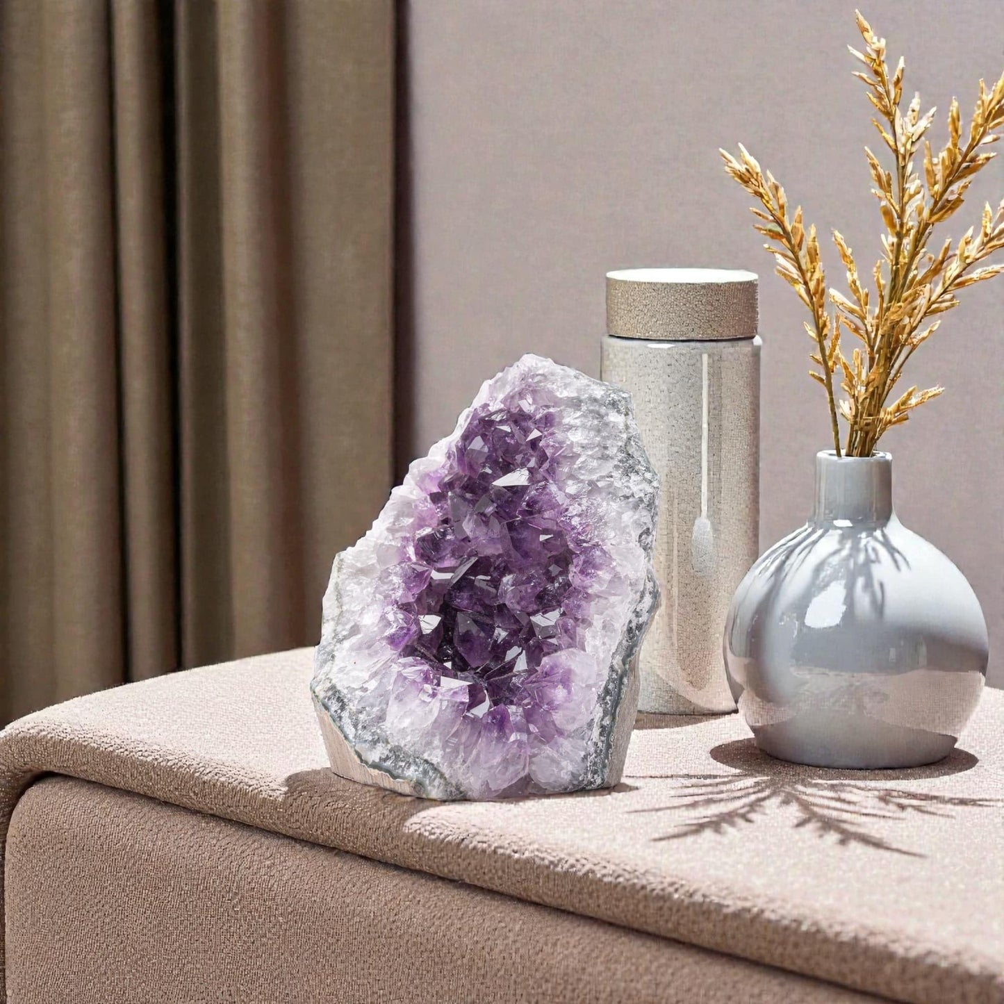EMPORION Natural Amethyst (0.5 lb to 1 lb) - 3" to 4.5" Height - Crystal Clusters Stone from Uruguay Raw Geode Quartz - Deep Purple Color