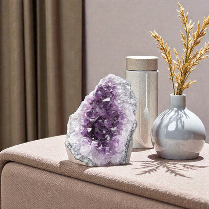 EMPORION Natural Amethyst (0.5 lb to 1 lb) - 3" to 4.5" Height - Crystal Clusters Stone from Uruguay Raw Geode Quartz - Deep Purple Color