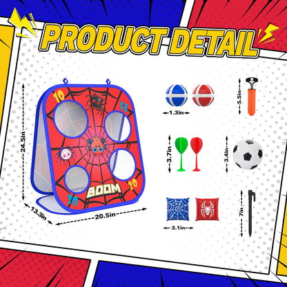 Spider Bean Bag Toss Game, 3-in-1 Cornhole Board Outdoor Toys for Kids, Family Party Activity Toddler Yard Backyard Beach Lawn Party Camping Game Toys for 3 4 5 6 7 8 Year Old Boys Girls Birthday Gift