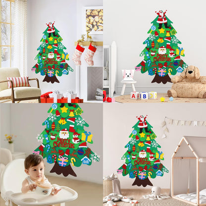 Srkmxzr Felt Christmas Tree for Toddlers, Felt Christmas Tree with Lights, 38Pcs DIY 3D Wall Hanging Christmas Trees for Toddler Baby Kid Child, Felt Craft Kits for Xmas Party Decor Gift