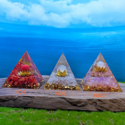 Healing Crystals Orgone Pyramid for Positive Energy, Stress Reduction, and Attracting Wealth and Luck Reduce Stress and Promote Healing with this Crystal Pyramid Home Decor (NO4,6cm)