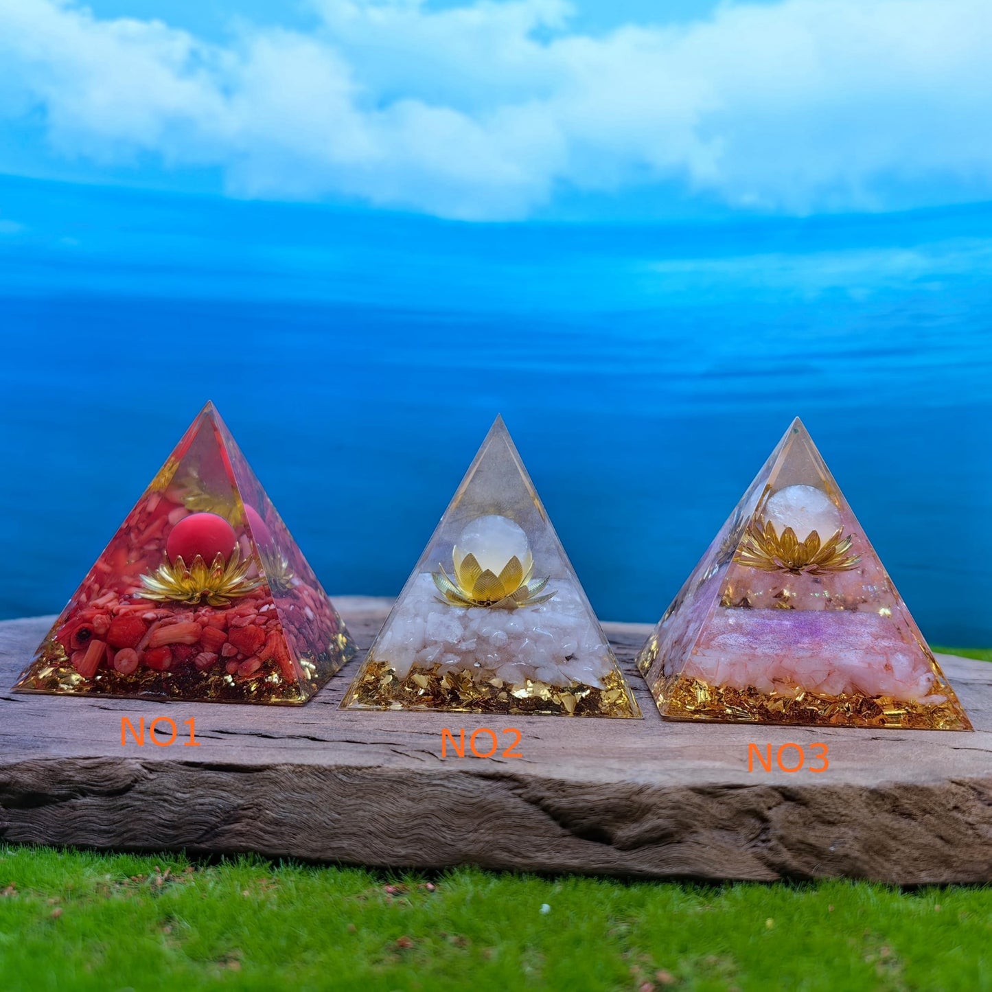 Healing Crystals Orgone Pyramid for Positive Energy, Stress Reduction, and Attracting Wealth and Luck Reduce Stress and Promote Healing with this Crystal Pyramid Home Decor (NO3,6cm)