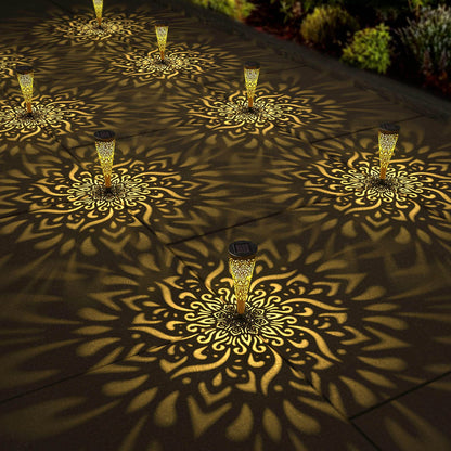 6 Pack Solar Lights Outdoor Garden Decorative Mandala Solar Garden Lights with Warm Light Waterproof Solar Pathway Landscape Lights for Path Backyard Walkway Yard Decor, Gardening Gifts for Women