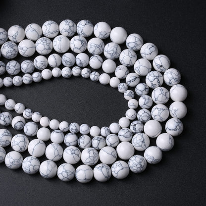 90pcs 4mm Natural Stone Beads White Turquoise Gemstone Round Loose Beads for Jewelry Making Crystal Energy Stone Healing Power DIY Bracelets (4mm, White Turquoise)