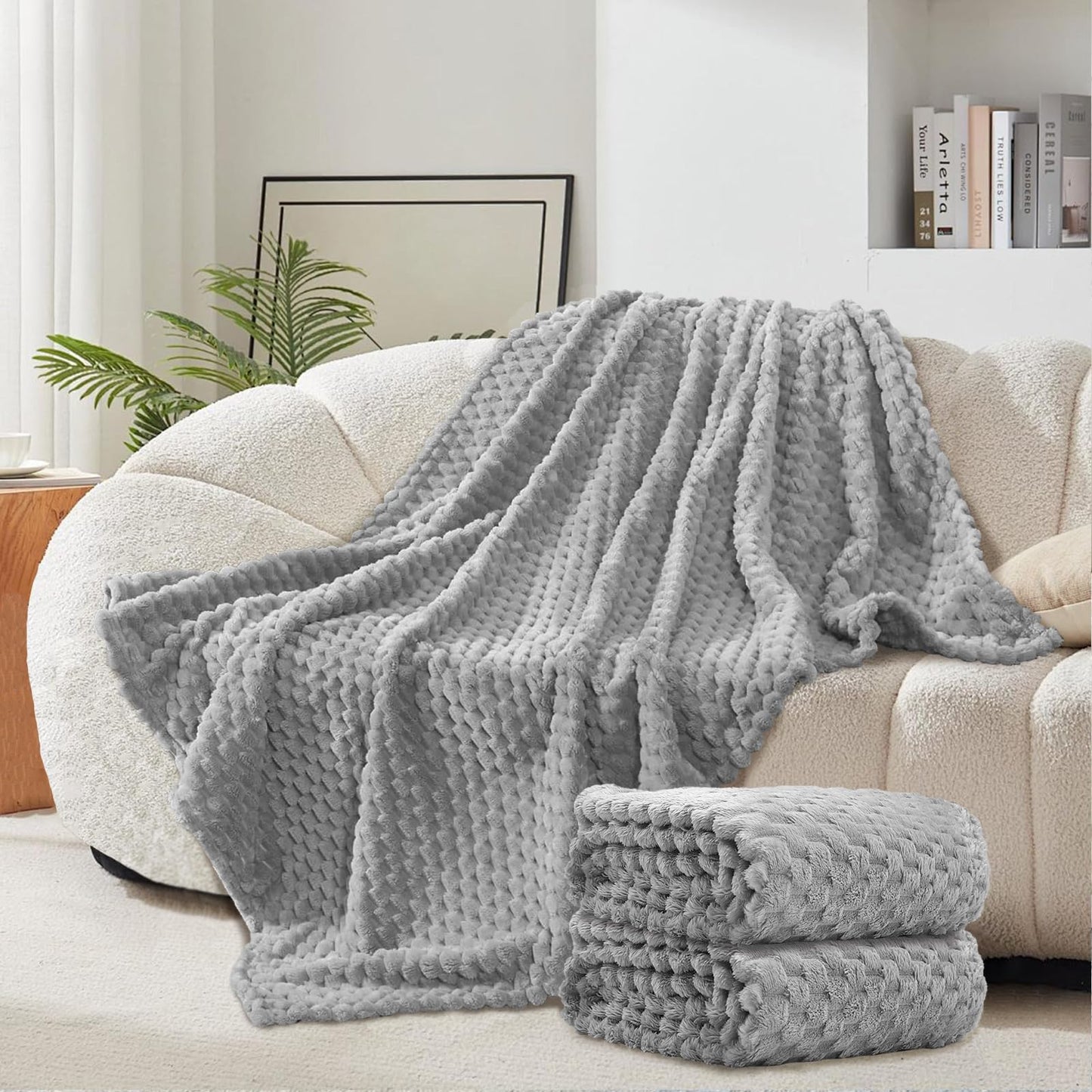 6 Pcs Flannel Throw Blanket Bulk 50 x 60 Inch, Turtle Velvet Jacquard Decorative Blankets Soft Lightweight Bed Throw for Sofa Pet Bed Party Outdoor Wedding Ideas Donation Homeless Gifts, Gray