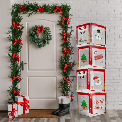 LINGTEER 4Pcs Merry Christmas Balloon Boxes Party Decorations - Perfect for Christmas New Year Holiday Fun Quick Party Decorations Gift Sign.