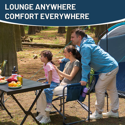 Timber Ridge XXL Director’s Chair – Heavy Duty Folding Camping Chair for Adults, 500 lb Capacity, Extra Wide Padded Seat for Camping, Sports, Lawn, Courtyard, and Outdoor Use, Blue