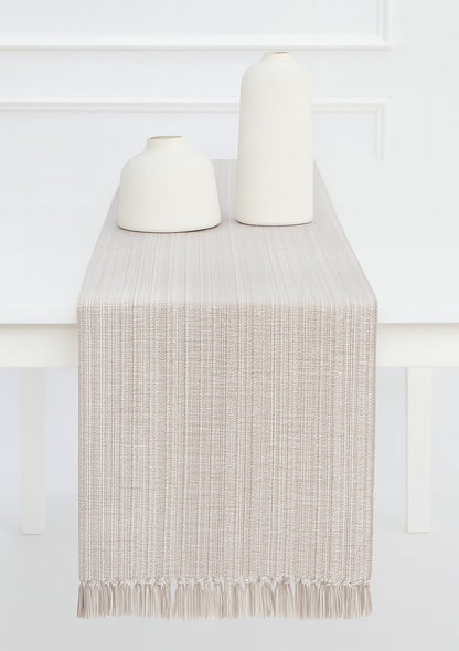 PurpleEssences Chambray Table Runner with Fringes - 100% Cotton, 13x72 Inch - Rustic Farmhouse Table Décor, Reusable, Machine Washable for Dining Tables - Spring Easter Summer - Royal Linen & H.White
