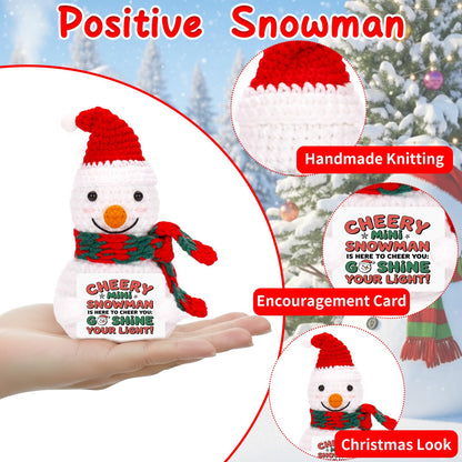 FunisFun Positive Snowman Crochet Doll, Adorable Snowman Christmas Decorations for Xmas Tree Party Favor Holiday Gift (Red)